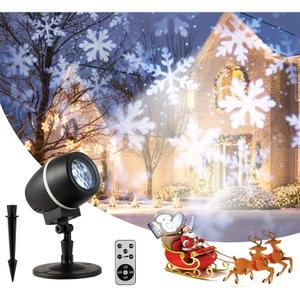  Christmas Rotating Snowfall Projection Lights with Remote Control for Party