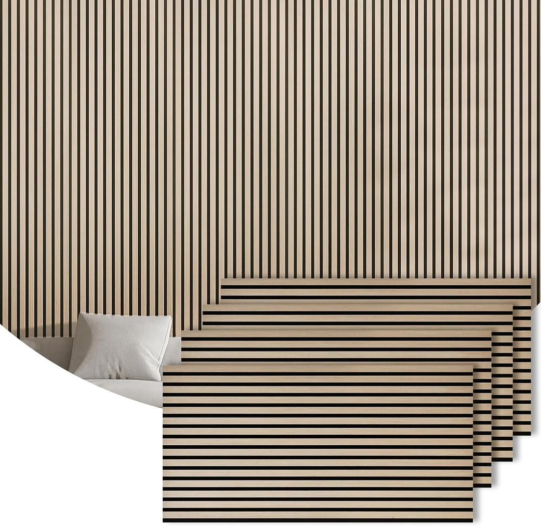 4 Packs Acoustic Wall Panel, 47.2"x23.6" Wood Slat SoundProof Panels, Sound Absorbing Panel for Office,Home Theater,Studio, Wall, Oak