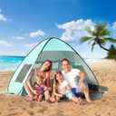 TOBTOS UPF 50+ Pop Up Beach Tent, Easy Set Up Beach Umbrella, Sun Shelter UV Protection Portable Sunshade, Baby Canopy Cabana, Lightweight with Carry Bag, Mint Green (3-4 Person, 78"L x 59"W x 53"H)