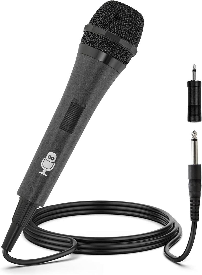 Singing Machine Wired Microphone for Karaoke, (Black) - Unidirectional Dynamic Vocal Microphone - Plug-in Microphone for Karaoke Machine, AMP, & Speaker - Mic for Singing, Public Speaking, & Parties