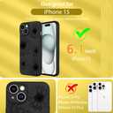 OOK Black Floral case for iPhone 15 Case [Compatible with MagSafe], Cute Sunflower Floral Blooms Design Soft TPU Shockproof Protective for Women Girls Slim Magnetic Phone Cover