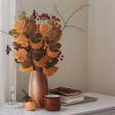 Giegxin 52 Inch Fall Decoration Large Fig Leaf Thanksgiving Decor 3 Pcs Artificial Olive Green Tan Fig Leaves Branches for Mantle Wardrobe Table Centerpiece Autumn Decor