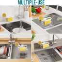 TAILI Sponge Holder for Kitchen Sink with Strong Suction Cup Removable, Rustproof Aluminum Sink Caddy for Sponge, Brush, Scrubber, Scraper -Gold