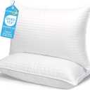 Queen Size Bed Pillows Set of 2 - Premium Down Alternative Breathable Pillows for Side, Back, and Stomach Sleepers Fluffy Hotel Quality Soft Microfiber Fill Skin-Friendly, 20×36in