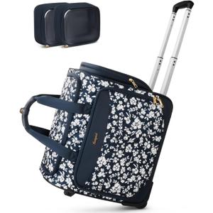 Arcoyard Sewing Machine Case with Wheels, Rolling Sewing Machine Carrying Case with Removable Bottom Pad & 2 Packing Cubes for Gifts, No Installation Required, Compatible with Singer, Brother, Blue, 11.81 x 15.67 x 16.73 inches