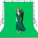 HYJ-INC Photo Video Studio 10 x12ft 100% Cotton Muslin Chromakey Green Screen Backdrop with 8.5 x 10ft Stand Photography Background Support System Kit Clamp, Carry Bag