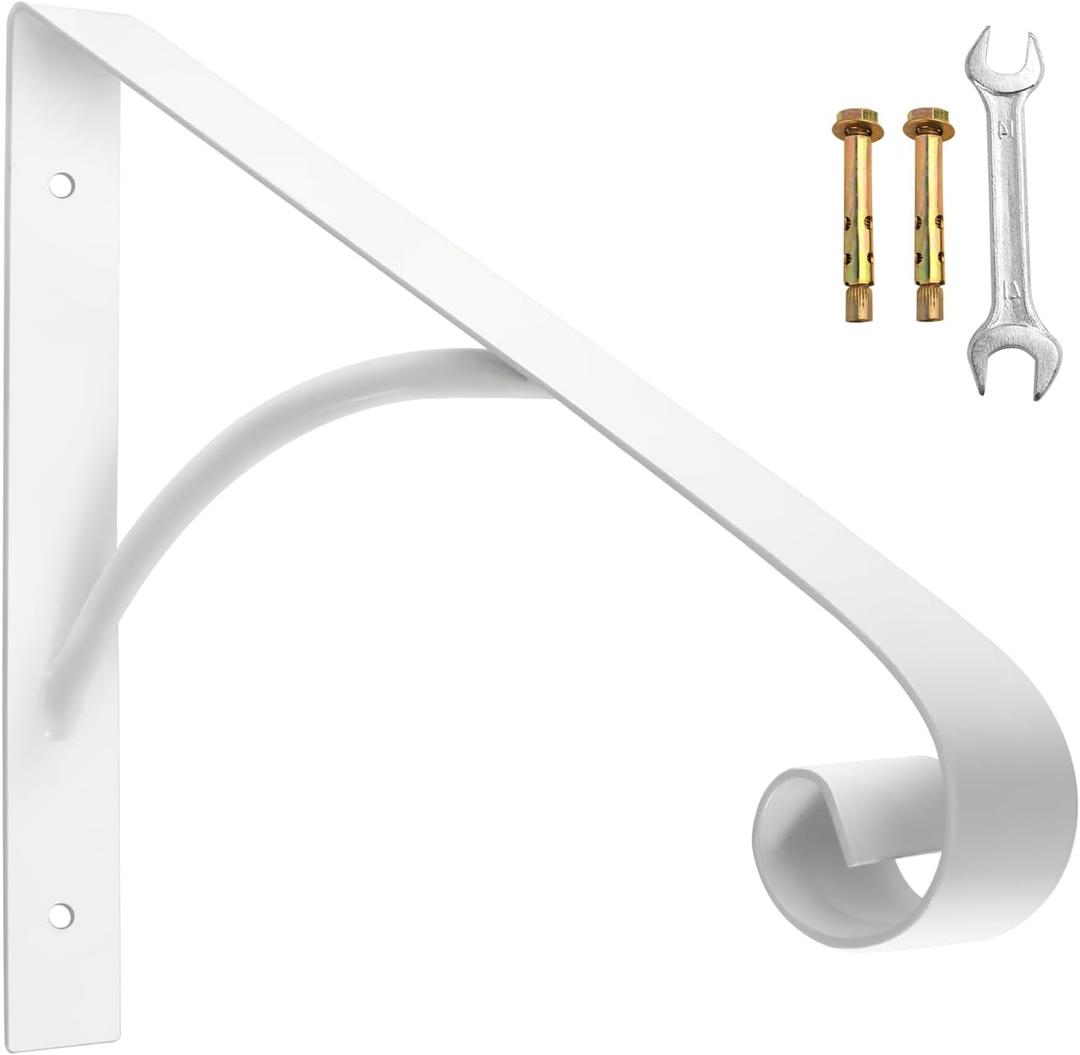 Stair Hand Rails Wall Mount Handrails for Outdoor Steps, Metal Wrought Iron Staircase Handrails Fits 1 or 2 Steps, Stair Railing Garage Railing for Indoor Steps or Front Door Porch