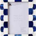 Handicrafts Home 4 by 6 Blue Picture Frame, Blue White Handmade Scallop pattern Bone inlay Photo Frame for Wall & Tabletop, Farmhouse Vintage Home Decor, Gallery Wall & Desk Decor, Family Picture Frame