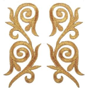 2 x 5Pairs of Embroidered Gold and Silver Thread Auspicious Cloud Cloth Paste (Gold)