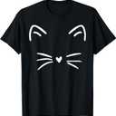 Funny Cute Cat Face Heart Nose Cat Lover T-Shirt, Size XL