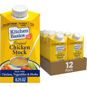 Kitchen Basics Original Chicken Stock for Cooking, No Added MSG, Gluten Free, 8.25 Ounces (Pack of 12), BBD: DEC 08/2027