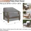 Mrrihand Patio Chair Covers Waterproof, Lounge Deep Seat Cover, Heavy Duty Outdoor Lawn Patio Furniture Covers (36" W x 37" D x 36" H - 2 Pack)