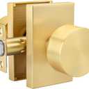 Gold Door Knob Interior Passage, Zinc-Alloy Interior Door Knob, Heavy Duty Brushed Gold Door Knobs for Closet,Hallway, 1 Pack