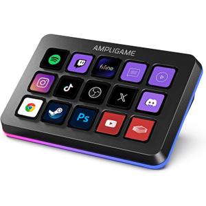 Fifine AmpliGame Stream Controller with 15 Macro Keys, Streaming Keyboard with Trigger Actions in OBS/Twitch/YouTube/Streamlabs, Shortcut Buttons Keypad Works with Mac and PC-D6 (Black)