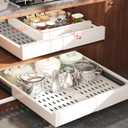 Seinloes 2 Pack Pull Out Cabinet Organizer Expandable Width(13"-21") and Depth(17"-24"), Slide Out Drawers With Raising Pad for Framed Cabinets, No Drill Roll Out Shelves for kitchen, Bathroom, White