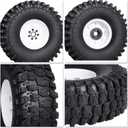 HobbyPark 1.9 Beadlock Wheels & Tires for TRX4 Axial SCX10 II III Redcat Gen 8 Gen 7 RC4WD 1/10 Scale RC Crawler Car (w/White Rims) 4 Pcs