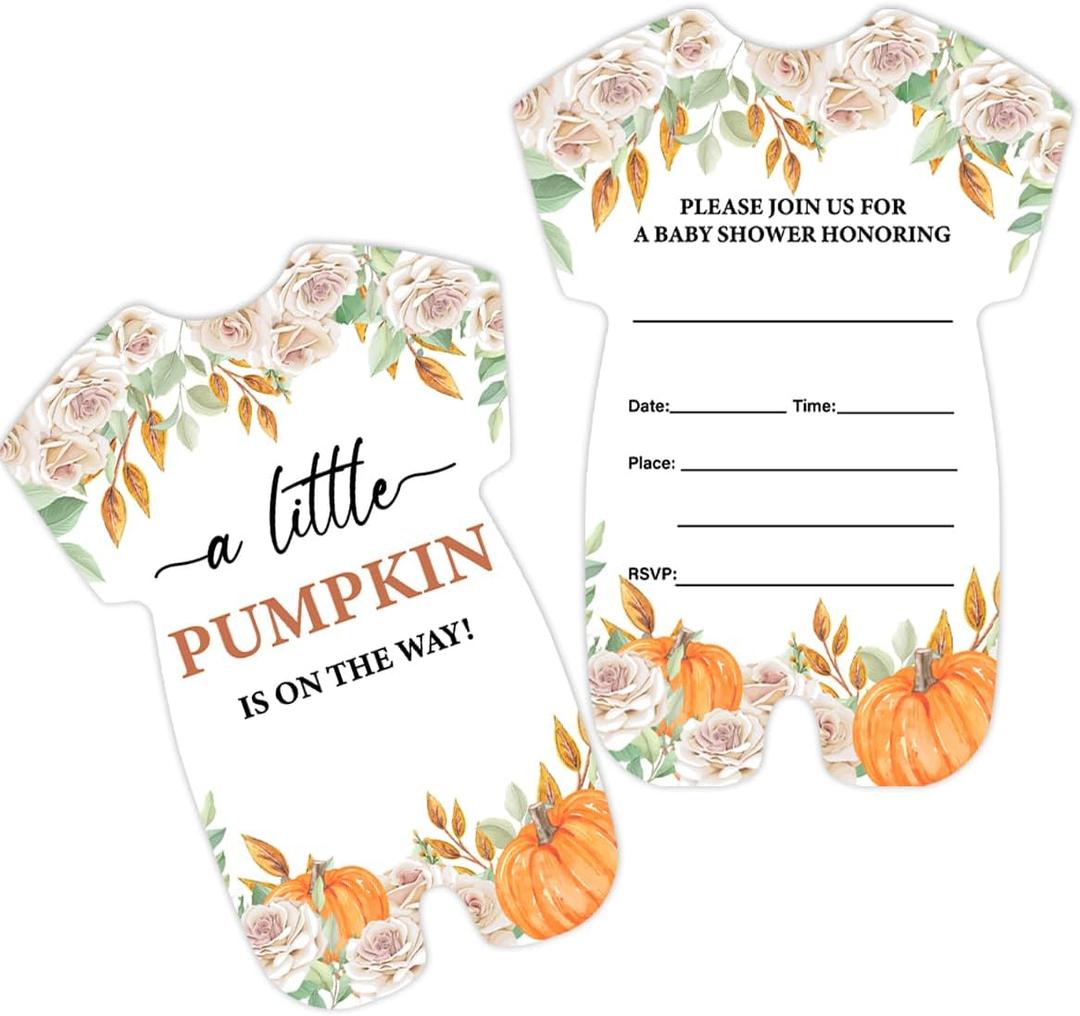 Fall Pumpkin Baby Shower Invitations Floral a Little Pumpkin Is on the Way Baby Shower Invitations Set of 20 Invites with Envelopes