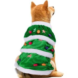 WORDERFUL Christmas Tree Dress Costume - Winter Clothes Pet Coat - Cute and Warm Dog Costume for Small Dogs (M)