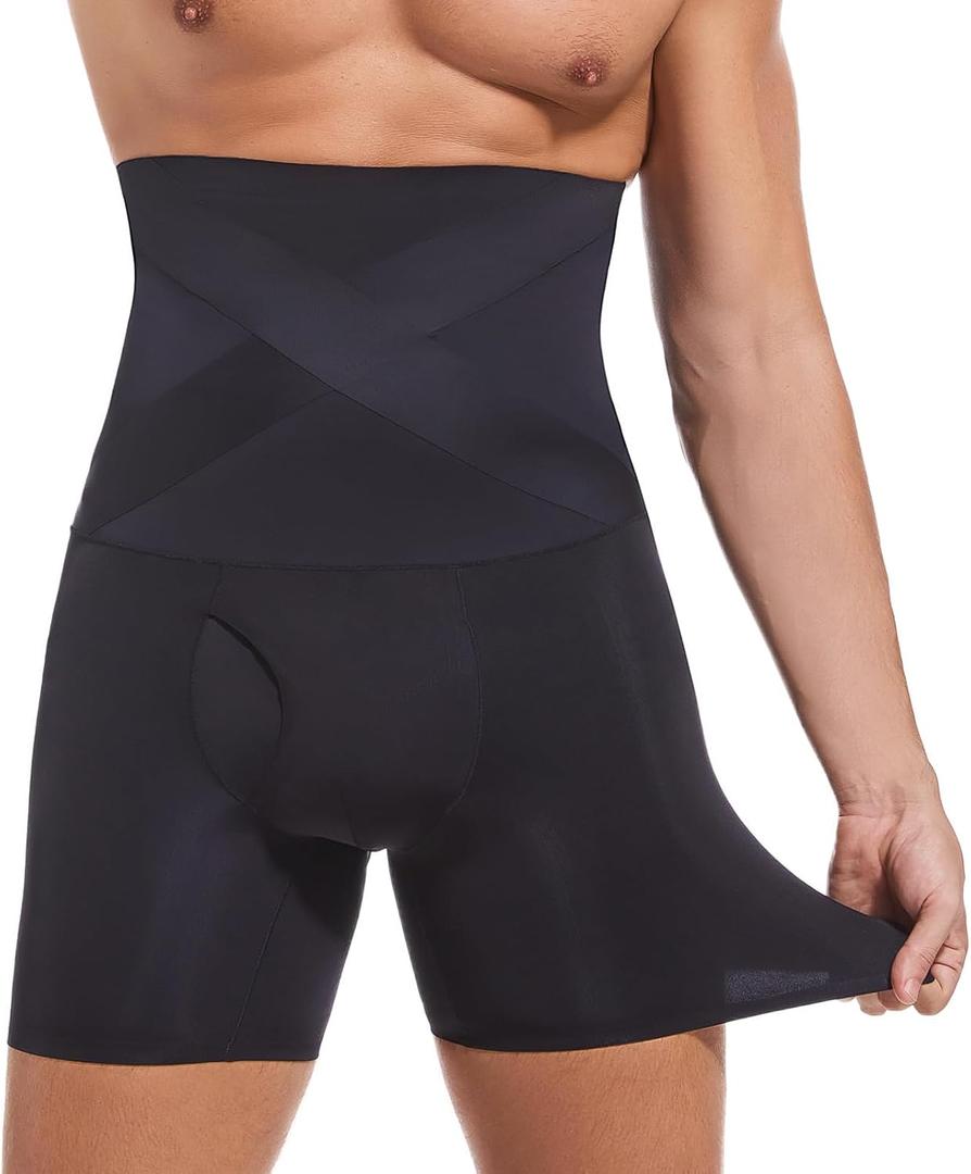 Mens Shapewear Tummy Control Shorts High-Rise Compression Underwear, Slimming Body Shaper, Shaping Boxer Briefs (Black, 4XL)