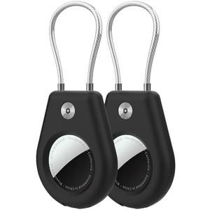 2-Pack Protect Case Compatible with Apple AirTag, Secure GPS Tracker Holder with Wire Cable Shockproof & Anti-Theif Suitable for Keychain, Keys, Luggage, Bags and Kids Luggage, Bags Pack of 2