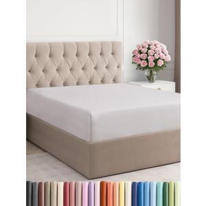 Queen Fitted Bed Sheet - Bottom Single Fitted Sheet Only - Ultra-Soft Hotel Luxury Bedding w/ 8-16 Inch Deep Pockets - Breathable & Wrinkle Free - Easy-Care, Fade and Shrink Resistant - French Grey