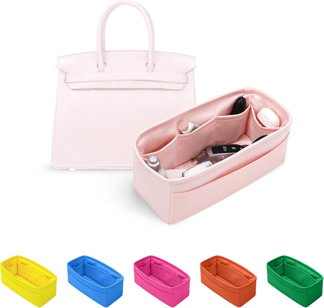 Bag Organizer Insert, Silky-Soft Lightweight Design, Multi-Pocket, Keeps Bag Organized & Protects Interior, Fits Birkin 25, Ideal for Travel & Daily Use(Pink, BK25 Retourné)