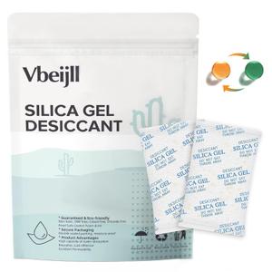 100 Gram (15 Pack) Color-Indicating Silica Gel Packets, Premium Food Grade Desiccant - Rechargeable Moisture Absorbers for Food Storage, Electronics, 3D Filament & Safes