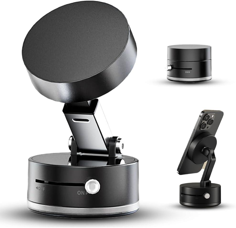 Foldable Magnetic Phone Holder  Double-Sided Suction & Strong Magnet Mount for All Smartphones, Hands-Free Stand for Car, Desk, Mirror, Gym & Wall (Black)