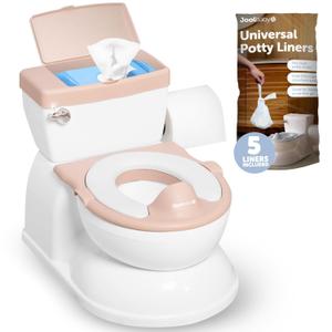 Jool Baby Real Feel 2-in-1 Potty with Wipes Storage, Flushing Sounds & Disposable Liners - Realistic Toilet - Easy to Clean & Assemble (Pink)