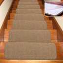 Seloom Non-Slip Stair Treads Carpet with Skid Resistant Rubber Backing Specialized for Indoor Wooden Steps, Removable Floor Rugs for Stairs (Brown Set of 13,(25.59.5In)