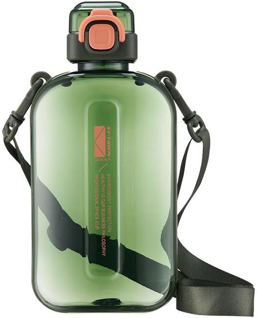 24 oz Flat Water Bottle Travel Flask Portable BPA Free Square Water Bottle Leakproof Large Water Bottles for Bag Travel Sports (D-Green)