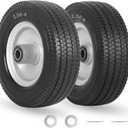 8-Inch Flat-free Tire, 2.50-4 Solid Tire and Wheel, 5/8" Bearings, 2.2" Offset Hub for Hand Truck Garden Wagon Trolley Dolly Replacement, 2 Pack