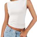 Imily Bela Womens Going Out Casual Tank Tops 2025 Trendy Summer Basic Sleeveless Backless T Shirts Cute Slim Fit Y2K Tee (White)