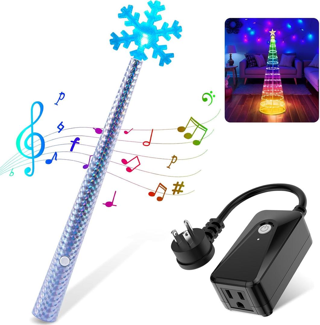 Brightown Christmas Tree Remote Control with Magic Wand - Wireless Light Switch for Kids to Turn On Lights, 50-80 Ft Range, Plug in with Music & Flashing Lights for Xmas Decor Brightown Christmas Tree Remote Control with Magic Wand - Wireless Light Switch for Kids to Turn On Lights, 50-80 Ft Range, Plug in with Music & Flashing Lights for Xmas Decor