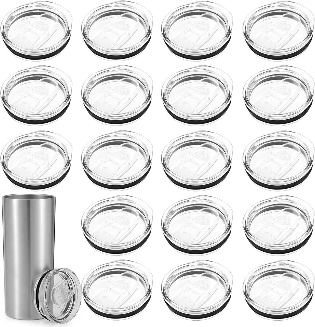 20 Pcs 20 oz Skinny Tumbler Replacement Lids, 2.7 Inch Clear Tumbler Cover, Spill Proof Tumbler Plastic Cover for Maintaining The Temperature of Hot Water, Coffee, Tea, Beverages
