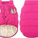 ASENKU Dog Winter Coat - Waterproof Windproof Dog Jacket, Warm Snowproof Doggie Puffer Vest for Cold Weather, Lightweight Snow Coats for Small Medium Large Dogs (Pink, S)