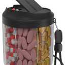 Pill Dispenser with 7 Large Compartments, Pill Organizer for Travel, Supplement Organizer with Anti-Mixing Design, BPA-Free Pill Container with 20 Pcs Labels, Black
