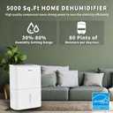 80 Pints Energy Star Dehumidifier with Drain Hose and WIFI for Large Spaces up to 5,000 Sq.Ft, Auto Defrost & Continuous Drainage - Ideal for Home Basements, Bathroom, and Bedroom