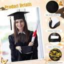 Dunzoom Class of 2026 Graduation Cap with Embroidery Pattern 9.5 x 9.5 inch Elegant Grad Cap with 2026 Tassel Graduation Gift