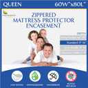 Queen Size Mattress Protector Bedbug Waterproof Zippered Cover Hypoallergenic Premium Quality Encasement White
