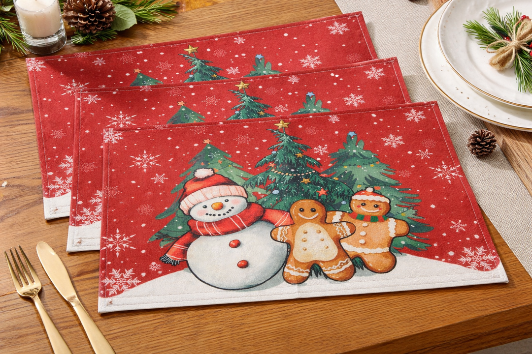 Christmas Tree Winter Xmas Placemats Set of 4 Table Mats for Party Home Kitchen Dining Table Decorations 12x18 Inch