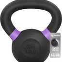 Yes4All Powder Coated Kettlebell, Cast Iron Core Kettlebells with Non-Slip Handle & Flat Bottom for Conditioning, Heavy Duty for Strength Training, 9lb to 71lb - Single & Pair (B - Purple - 6 KG / 13 LB)