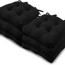 Basic Beyond Chair Cushions for Dining Chairs 6 Pack, Chair Cushion with Ties and Non Slip Backing, 15.5 x 15.5 inches Tufted Chair Pads for Dining Chairs, Black