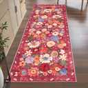 Rug for Hallways Kitchen Rug 2x6, Non Slip Washable Rugs with Rubber Backing Soft Floral Carpet Runner for Hallways, Kitchen, Laundry, Bedroom, Bathroom (2 x 6, Red Garden)