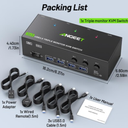 KVM Switch 3 Monitors 3 Computers 8K@60Hz 4K@144Hz, ANGEET HDMI and Displayport