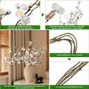florisso 6 PCS Artificial Cherry Blossom Branches Spring Indoor Decoration, Faux Flowers 34.45" Long Stems Plum Fake Peach Plants Real Touch Silk for Wedding Home Bedroom Party Table Office, White
