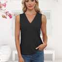 EyMuse Womens Summer Sleeveless Short Tank Tops 2 Pack Trendy Vneck Solid Basic T Shirts Casual Loose Fit Dressy,White,Black XL