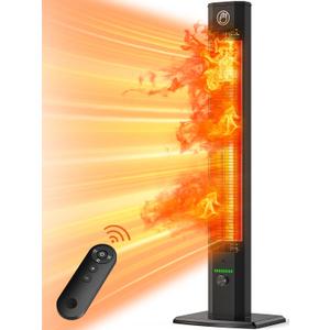 42INCH Outdoor Heater, 9Heat Levels & 540Min Timer, Child Safety Lock, IP65 Waterproof Garage Heater, 1500W Infrared Heating,Tip-Over&Overheat Protection,Patio Heaters for Outdoor Use Indoor, Black