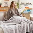 Waffle Electric Heated Throw Blanket 62"x84" 6 Heat Levels & 10 Timer Settings, Ultra-Soft Faux Fur & Sherpa Electric Blanket, ETL Certified, Machine Washable, Ideal Gift, Grey