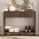 FATORRI Console Entryway Table, Narrow Wooden Sofa Table with 2 Drawers, 39.37 inch Modern Foyer Tables and Couch Tables Behind Sofa for Living Room, Hallway (Dark Walnut)